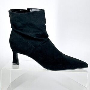 Naturalizer Size 8 Black Faux Suede Slouchy Kitten Heel Ankle Boots NEW Tribute